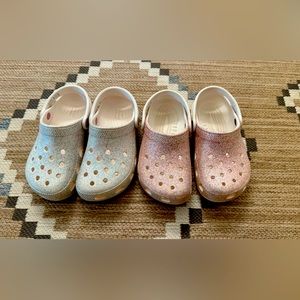 Girls Glitter Crocs  - little girls size 13 & 1